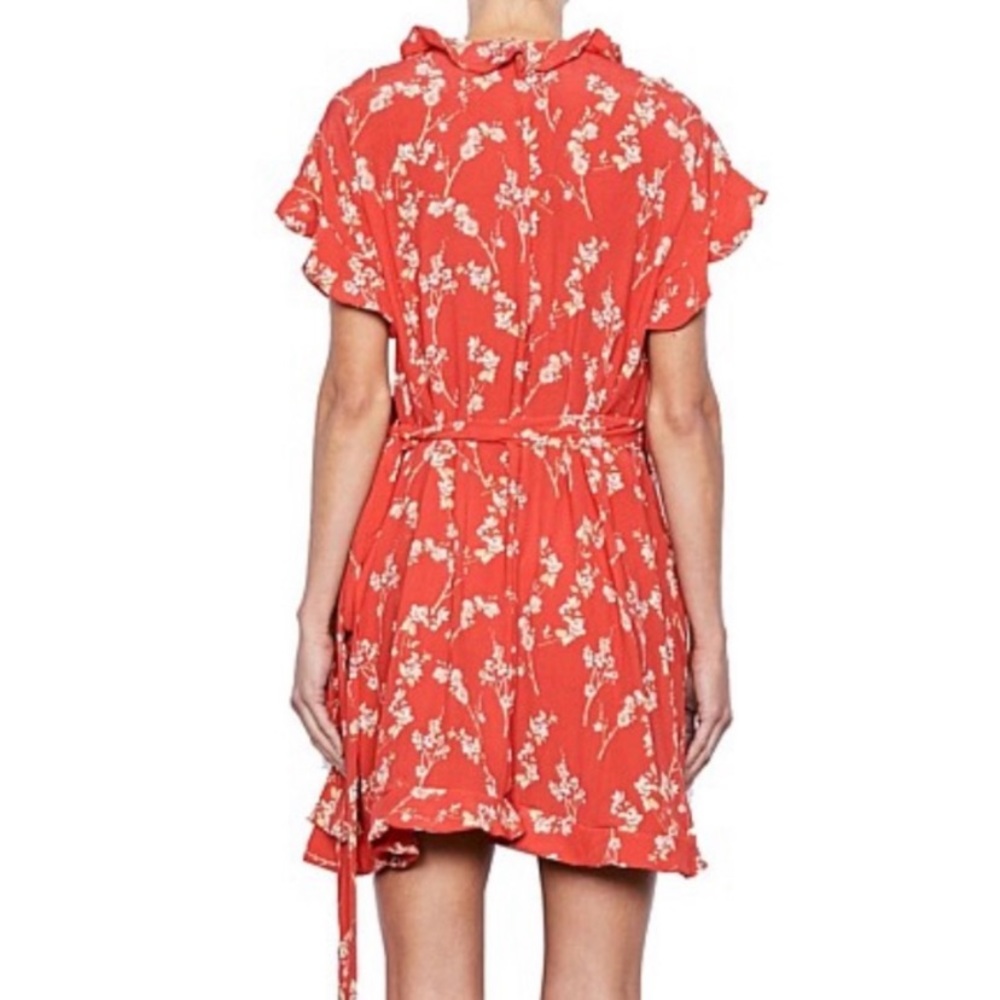 MLM Label Indra Wrap Ruffle Mini Dress Red Floral Small - Picture 3 of 8